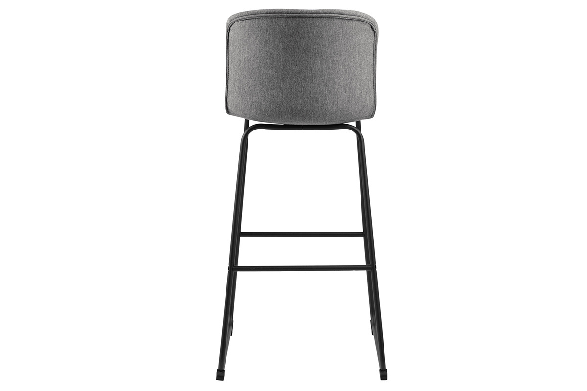 Tabourets de bar design en tissu gris fonc et mtal noir 75 cm (lot de 2) STORY