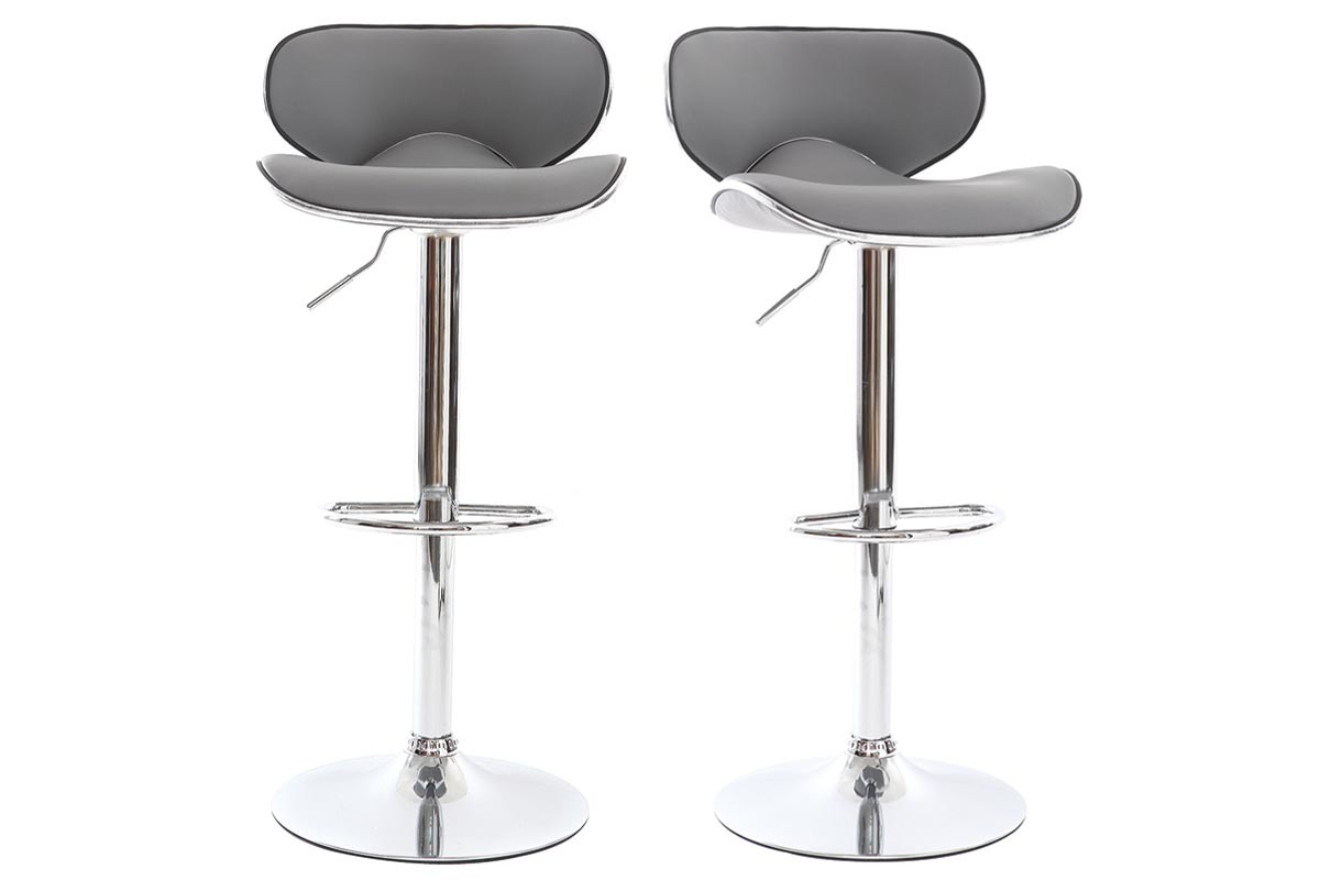 Tabourets de bar design gris (lot de 2) PEGASE