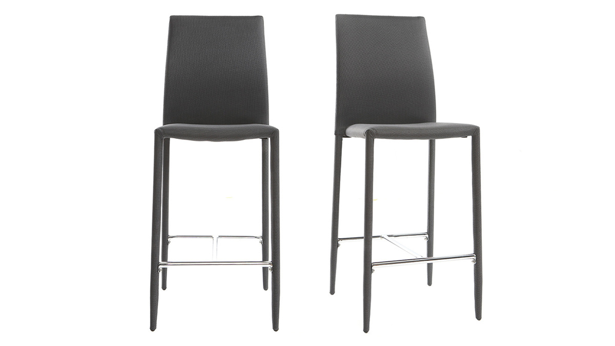 Tabourets de bar design gris anthracite (lot de 2) TALOS