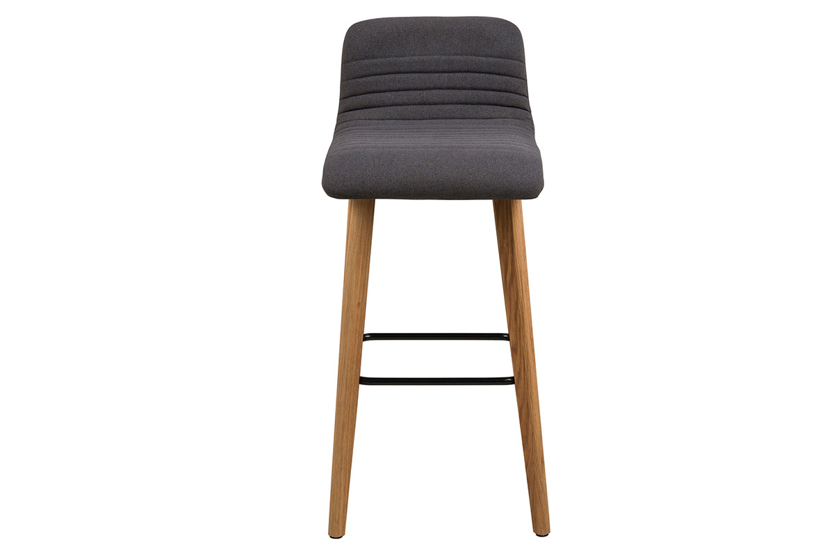Tabourets de bar design gris fonc et bois (lot de 2) ULRIK