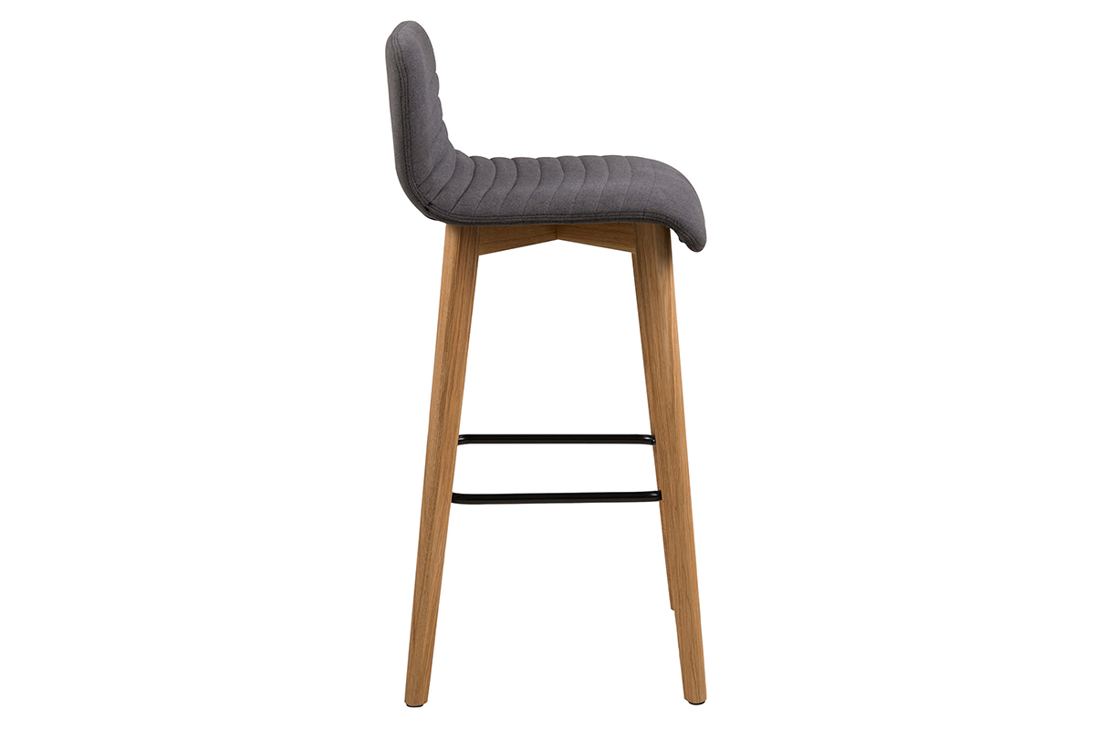 Tabourets de bar design gris fonc et bois (lot de 2) ULRIK