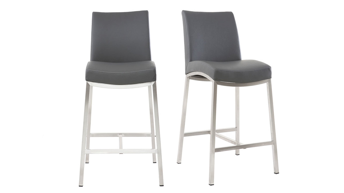 Tabourets de bar design gris fonc H70 cm (lot de 2) OLLY