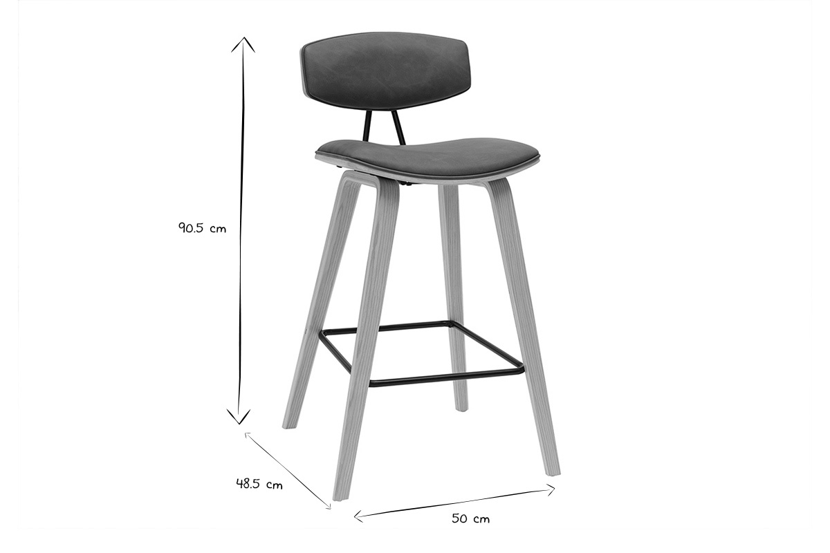 Tabourets de bar design marron et bois clair H69 cm (lot de 2) VASCO