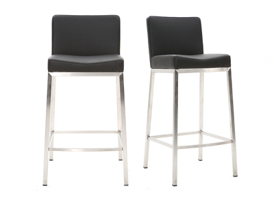 Tabourets de bar design m&eacute;tal et noir 66 cm (lot de 2) EPSILON