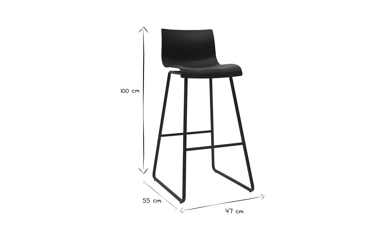 Tabourets de bar design noir (lot de 2) ONA