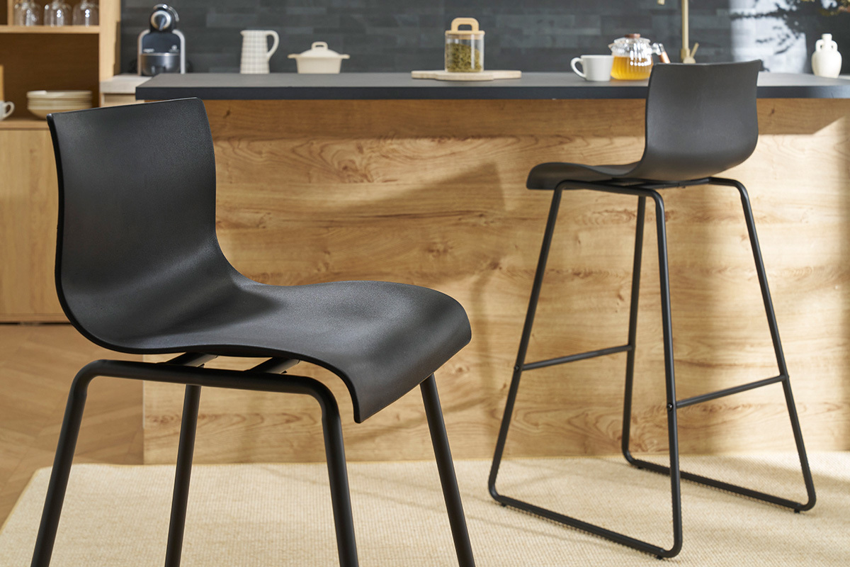 Tabourets de bar design noir (lot de 2) ONA