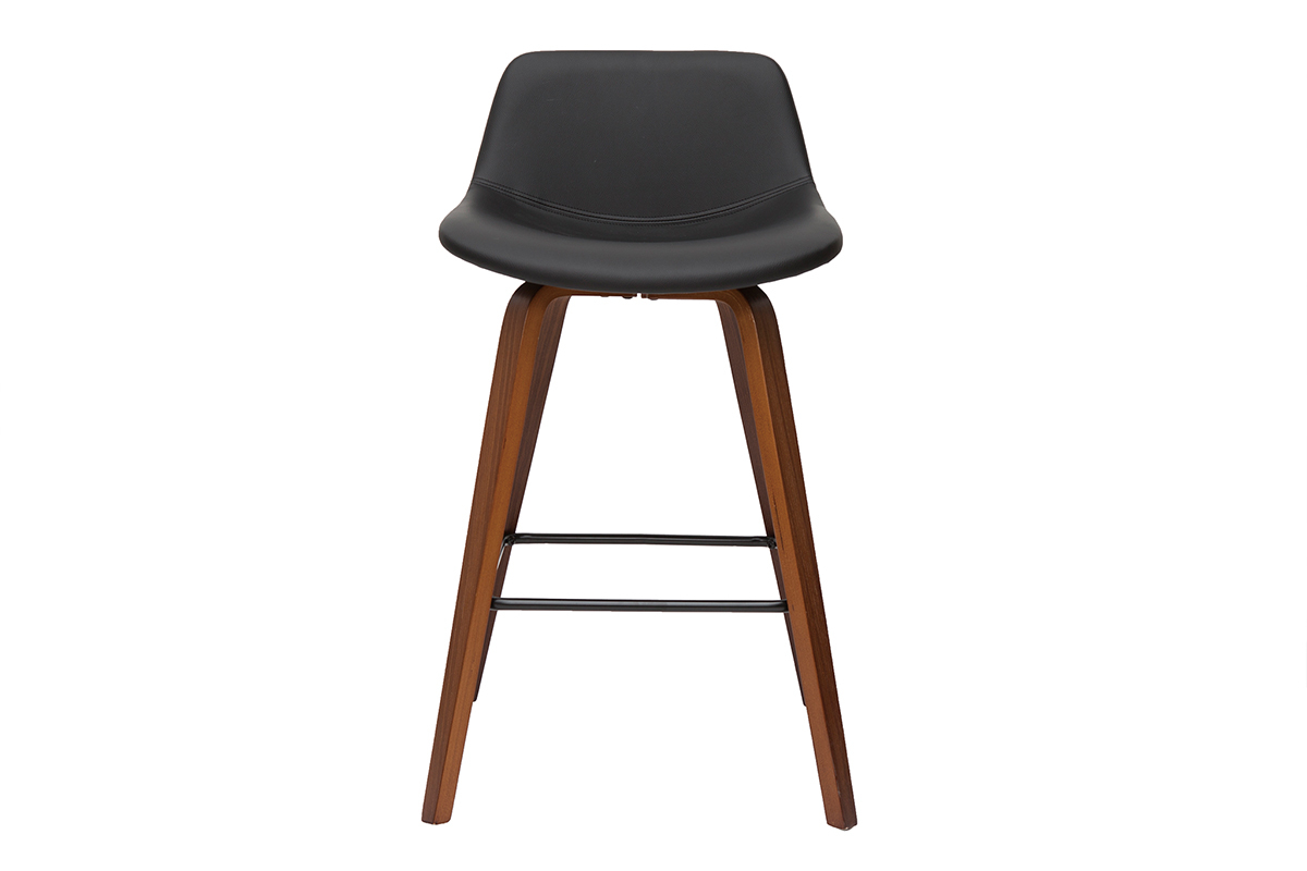 Tabourets de bar design noir et noyer (lot de 2) NONIE