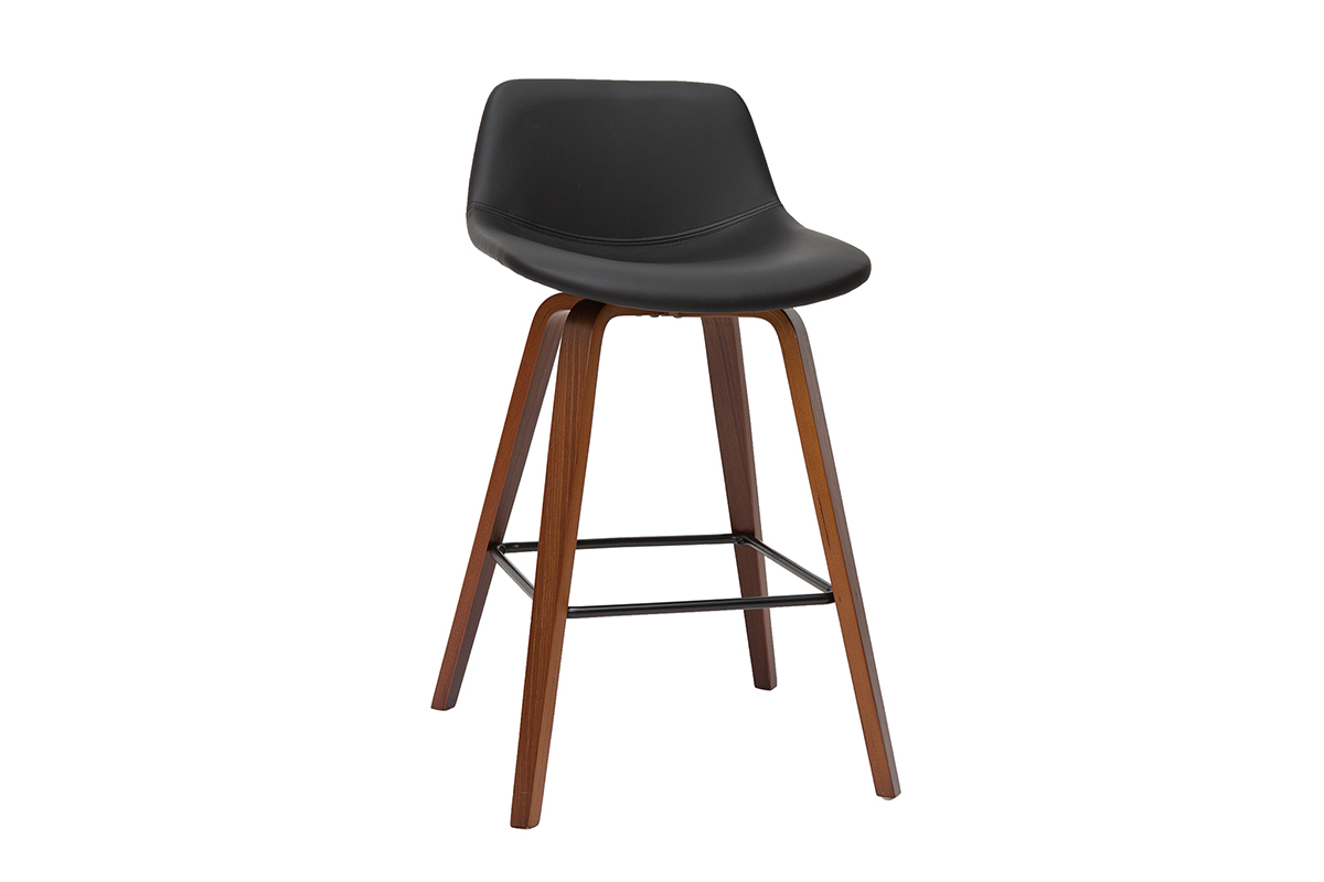 Tabourets de bar design noir et noyer (lot de 2) NONIE