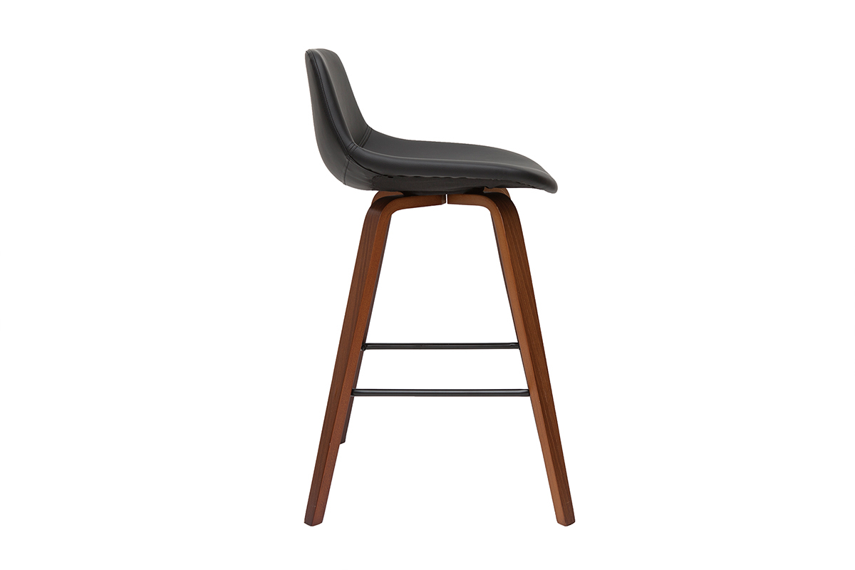 Tabourets de bar design noir et noyer (lot de 2) NONIE