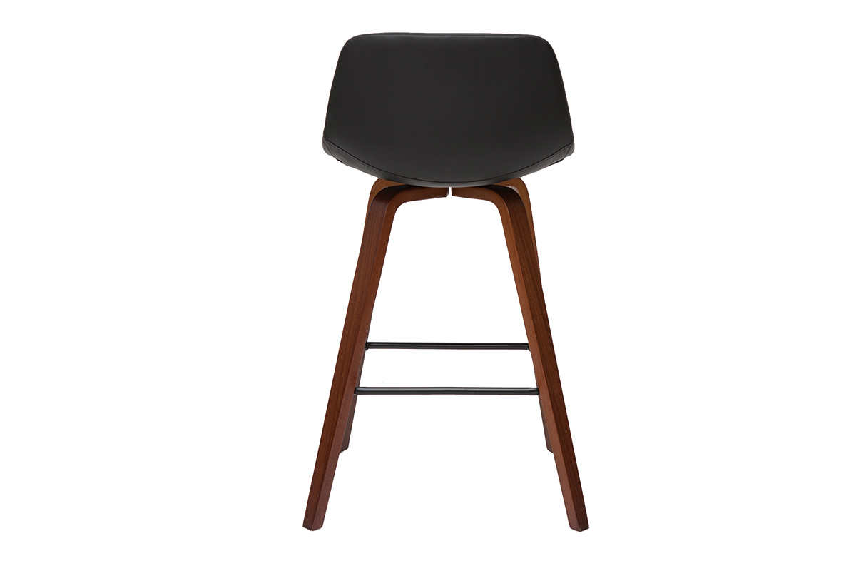Tabourets de bar design noir et noyer (lot de 2) NONIE