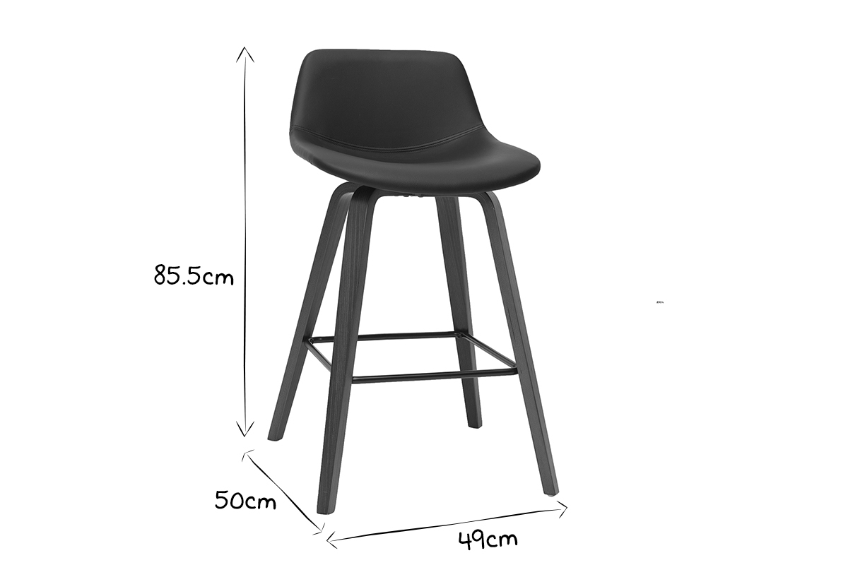Tabourets de bar design noir et noyer (lot de 2) NONIE