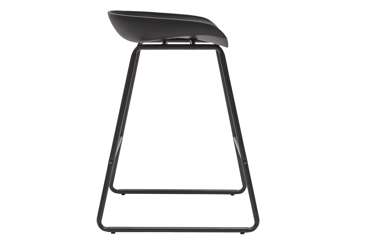 Tabourets de bar design noirs (lot de 2) PEBBLE