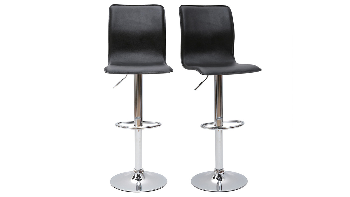 Tabourets de bar design noirs (lot de 2) SURF ALTO