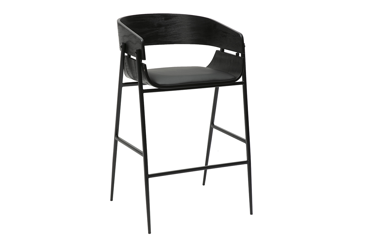 Tabourets de bar design noirs (lot de 2) WESS