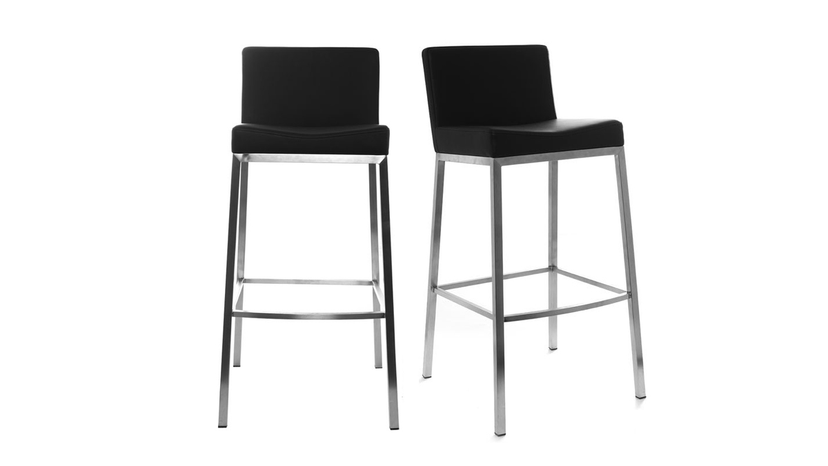 Tabourets de bar design noirs 76 cm EPSILON (lot de 2)