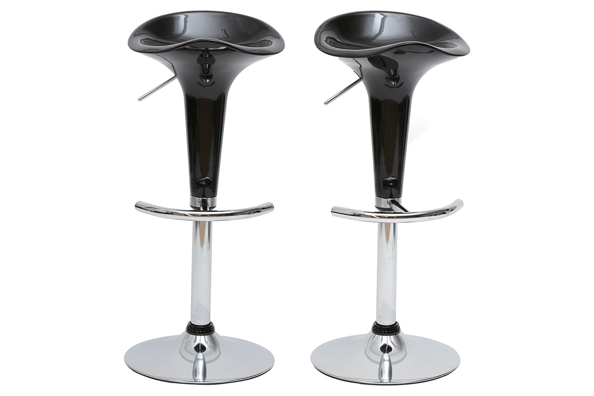 Tabourets de bar design noirs GALAXY (lot de 2)