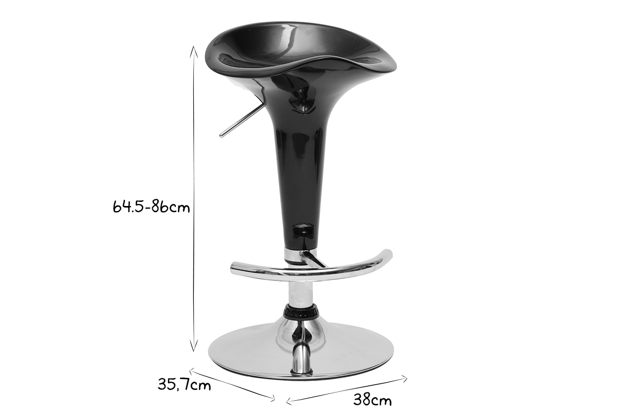 Tabourets de bar design noirs GALAXY (lot de 2)