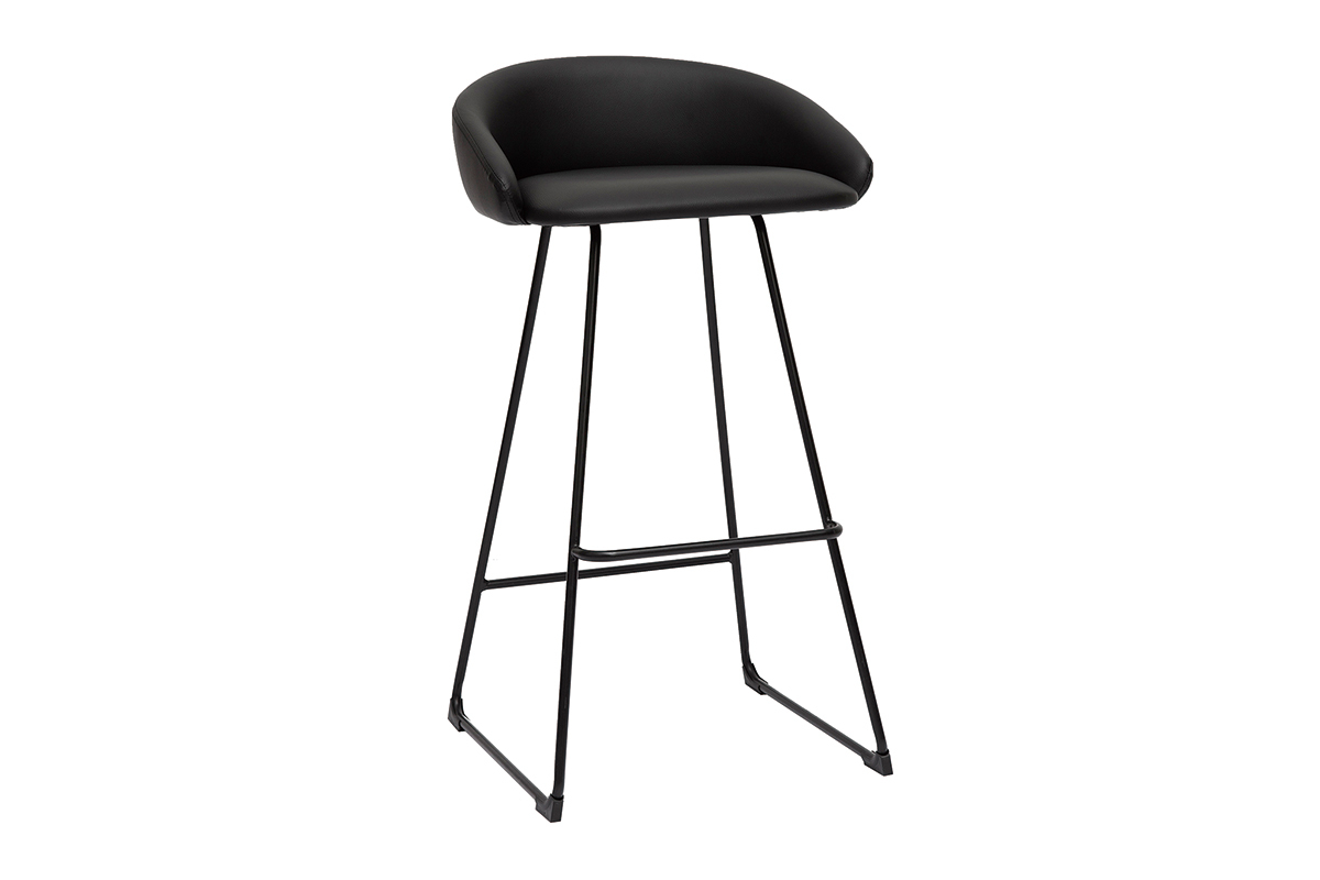 Tabourets de bar design noirs H75 cm (lot de 2) REYNOLD