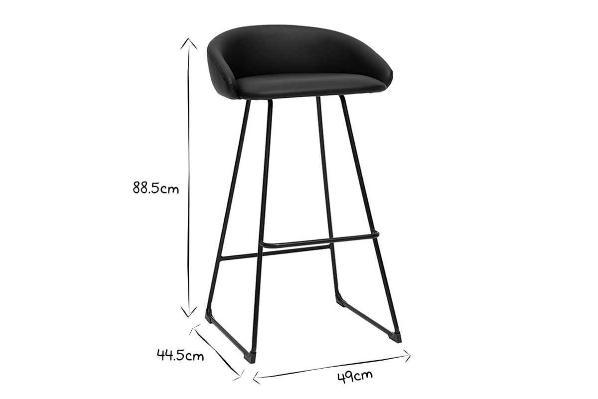 Tabourets de bar design noirs H75 cm (lot de 2) REYNOLD