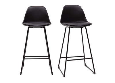 Tabourets de bar design noirs pieds m&eacute;tal 65 cm (lot de 2) FRANZ