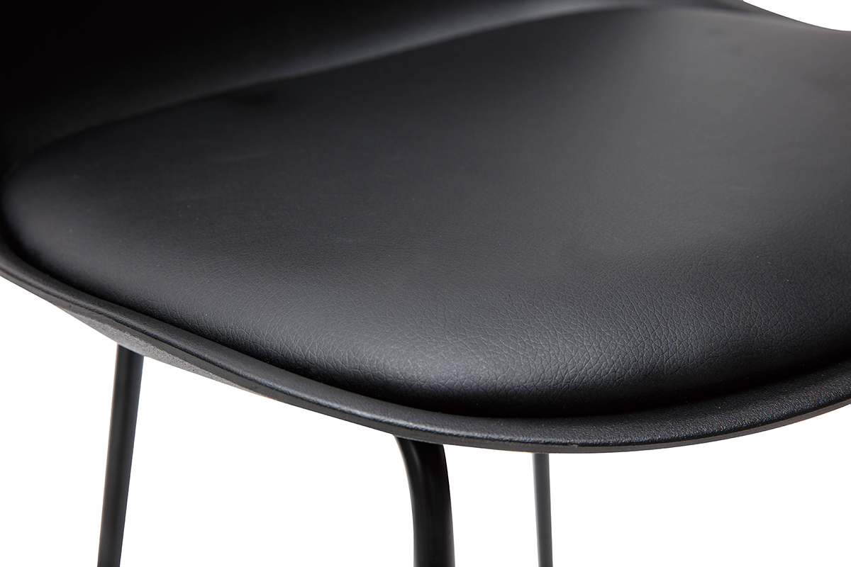 Tabourets de bar design noirs pieds m�tal H66 cm (lot de 2) FRANZ