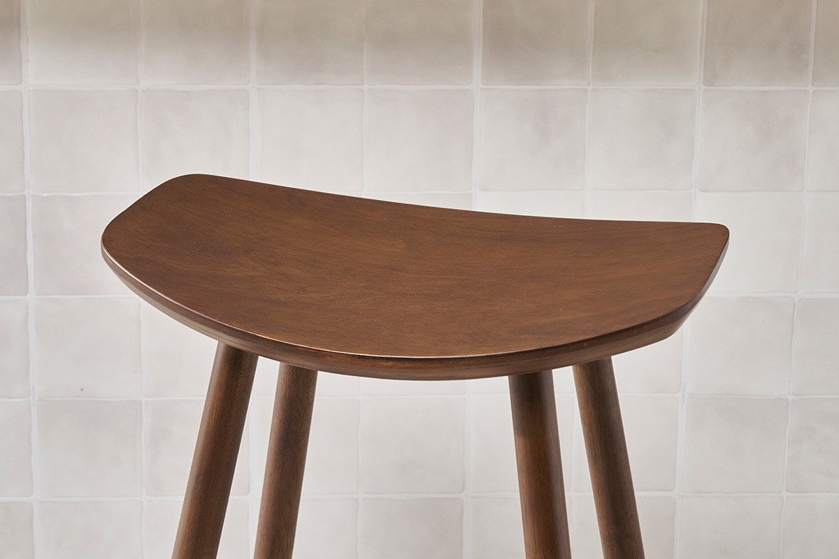 Tabourets de bar design noyer H72 cm (lot de 2) DEMORY