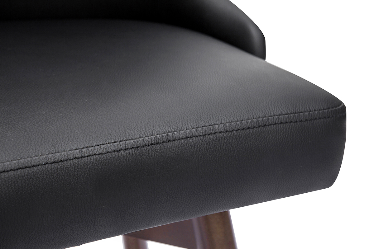 Tabourets de bar design pivotants 360° noir et noyer H65 (lot de 2) HASTA