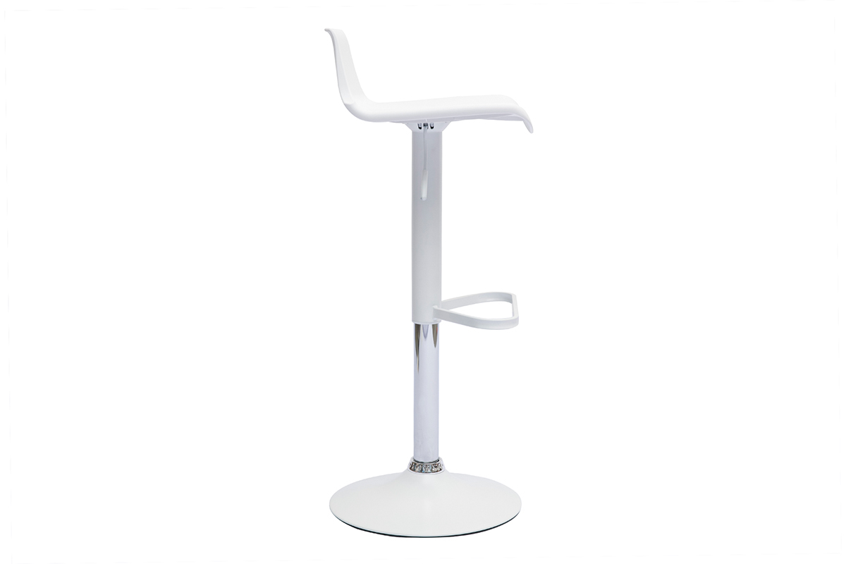 Tabourets de bar design réglables blancs 360° (lot de 2) KRONOS