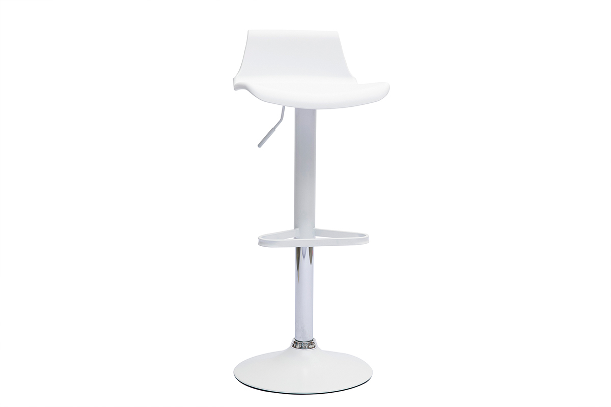 Tabourets de bar design réglables blancs 360° (lot de 2) KRONOS