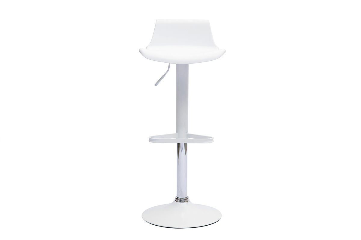 Tabourets de bar design réglables blancs 360° (lot de 2) KRONOS