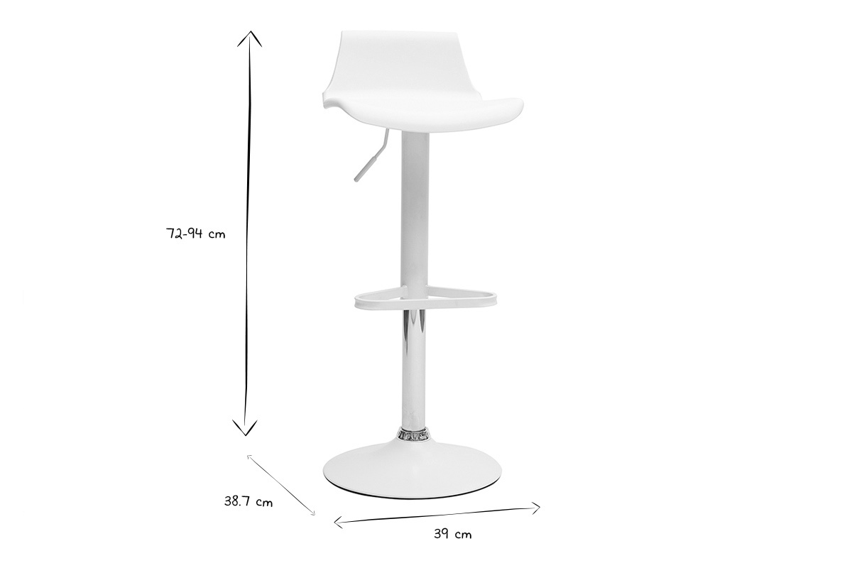 Tabourets de bar design réglables blancs 360° (lot de 2) KRONOS