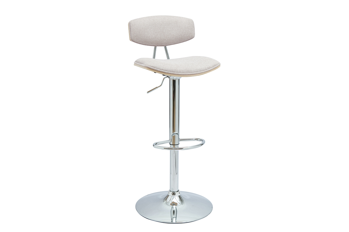 Tabourets de bar design rglables en tissu effet velours textur beige et mtal (lot de 2) VASCO