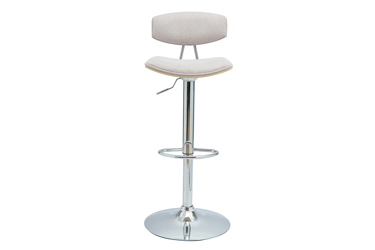 Tabourets de bar design rglables en tissu effet velours textur beige et mtal (lot de 2) VASCO