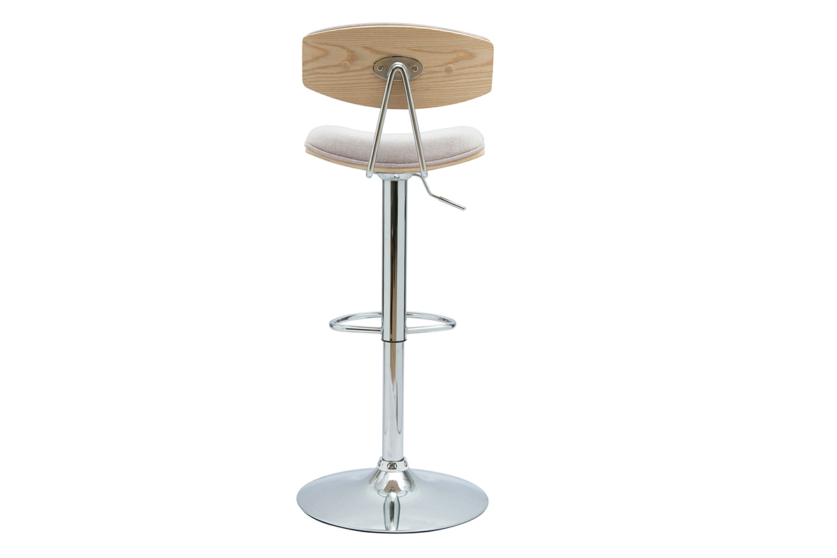 Tabourets de bar design rglables en tissu effet velours textur beige et mtal (lot de 2) VASCO