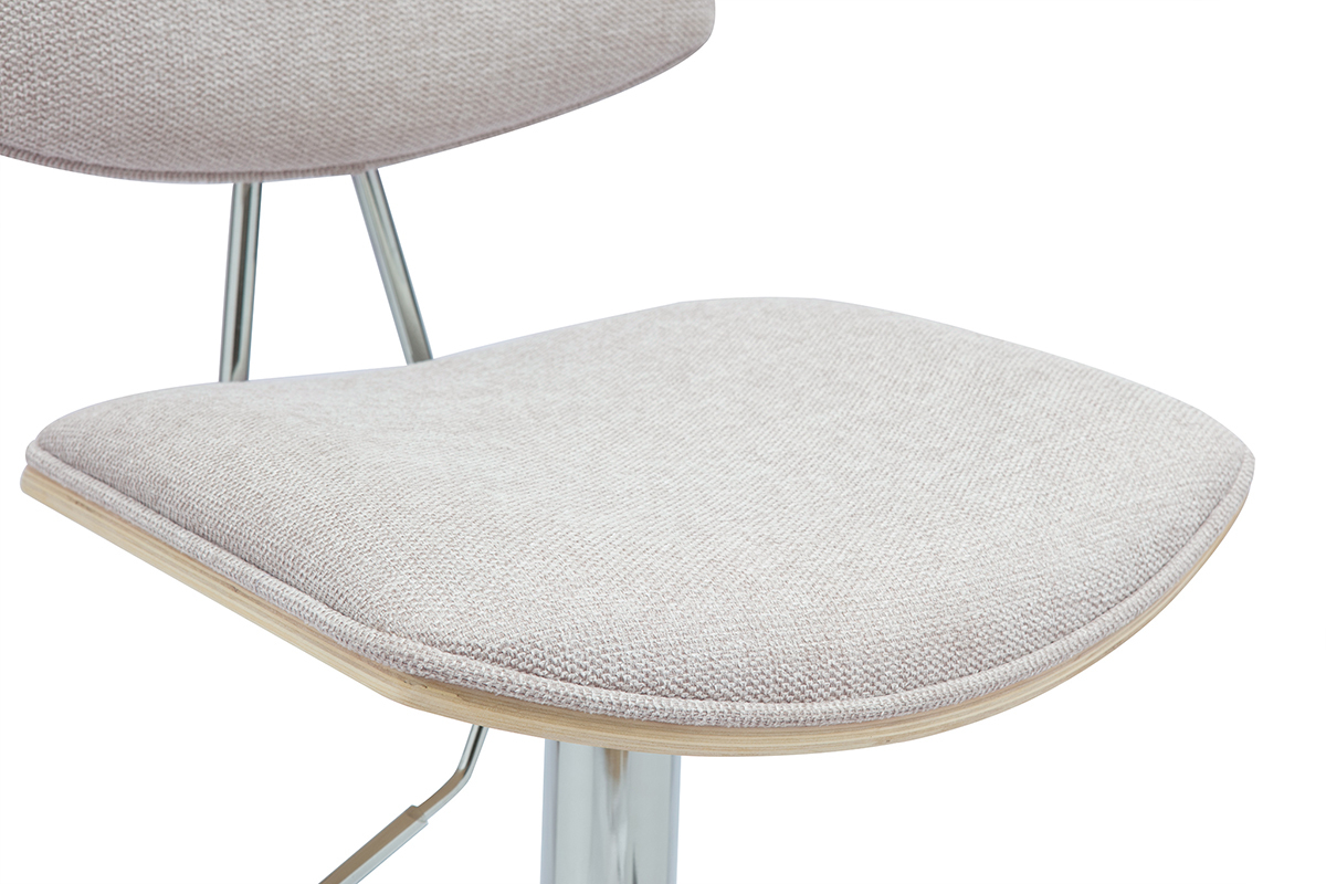 Tabourets de bar design rglables en tissu effet velours textur beige et mtal (lot de 2) VASCO