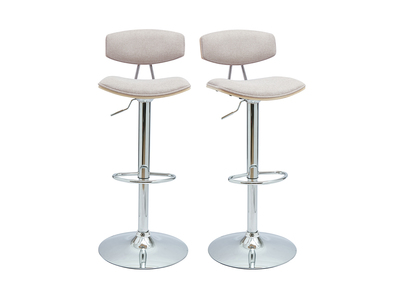 Tabourets de bar design réglables en tissu effet velours texturé beige et métal (lot de 2) VASCO