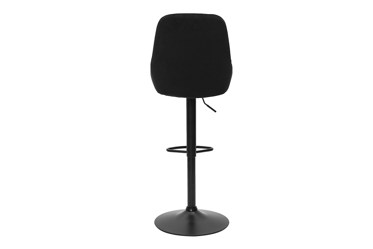 Tabourets de bar design r�glables en tissu velours noir et m�tal noir 360� (lot de 2) HOLO