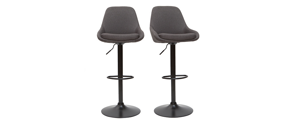 Tabourets de bar design r�glables gris fonc� (lot de 2) HOLO