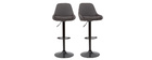 Tabourets de bar design r&eacute;glables gris fonc&eacute; (lot de 2) HOLO