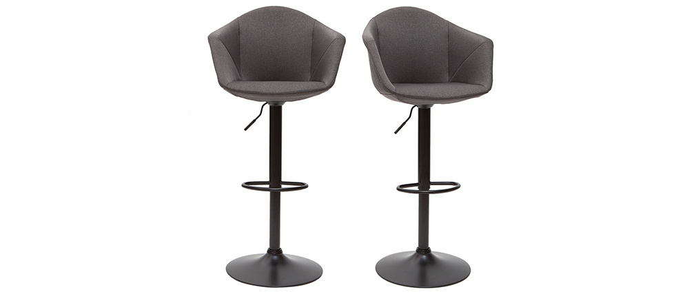 Tabourets de bar design r�glables gris fonc� (lot de 2) TAYA