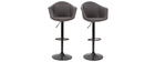 Tabourets de bar design r&eacute;glables gris fonc&eacute; (lot de 2) TAYA