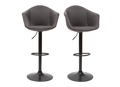 Tabourets de bar design r&eacute;glables gris fonc&eacute; (lot de 2) TAYA