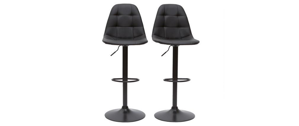 Tabourets de bar design r�glables noirs (lot de 2) COX