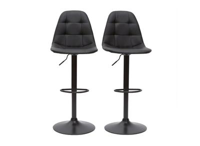 Tabourets de bar design r&eacute;glables noirs (lot de 2) COX