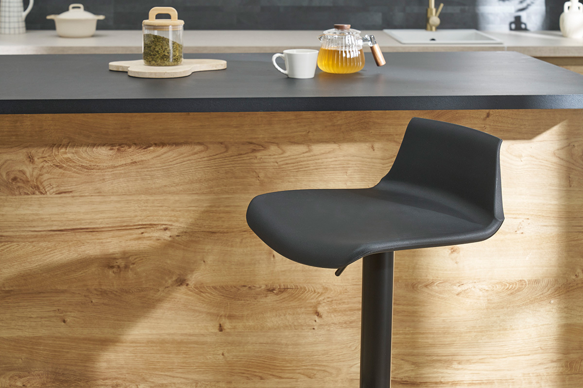 Tabourets de bar design rglables noirs 360 (lot de 2) KRONOS
