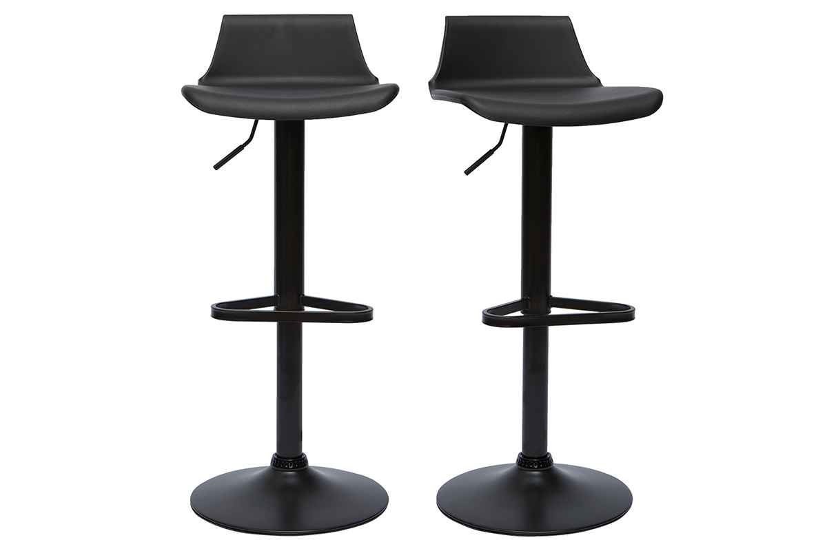 Tabourets de bar design r�glables noirs 360� (lot de 2) KRONOS