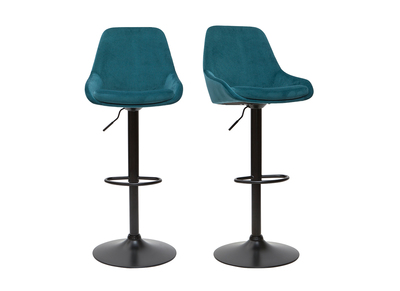 Tabourets de bar design réglables velours bleu pétrole (lot de 2) HOLO