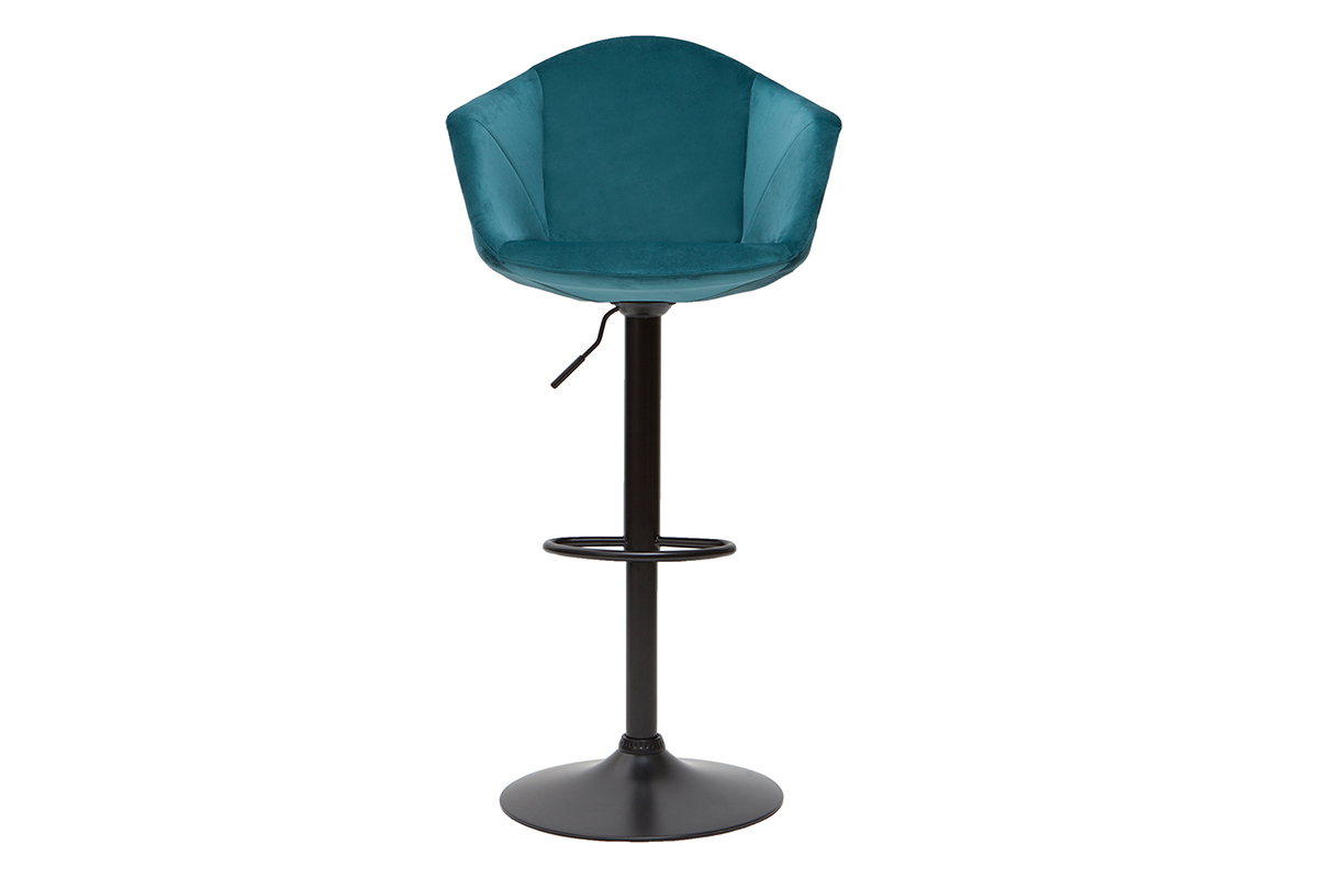 Tabourets de bar design rglables velours bleu ptrole (lot de 2) TAYA