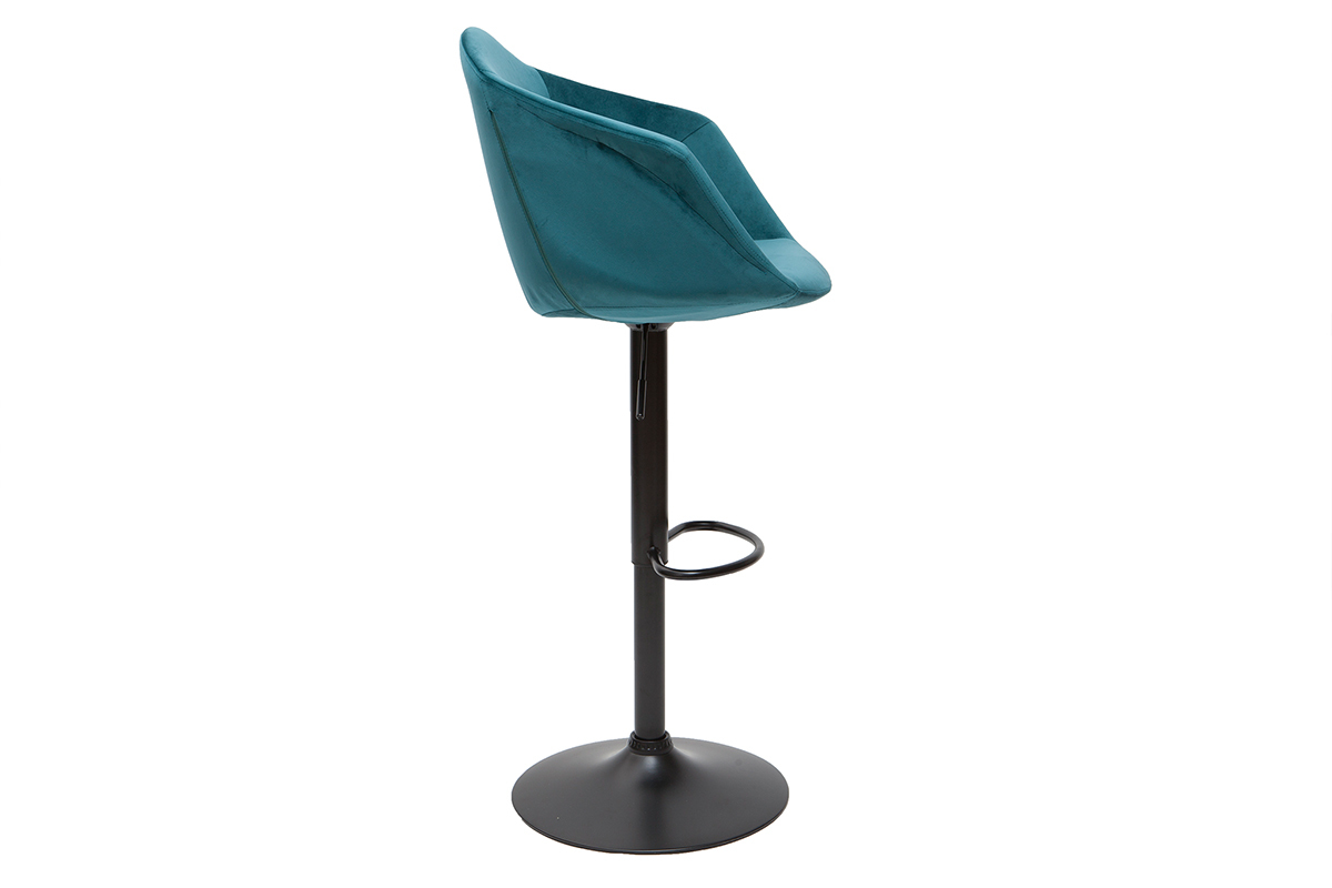 Tabourets de bar design rglables velours bleu ptrole (lot de 2) TAYA