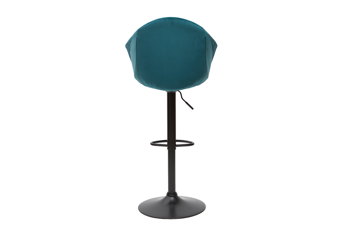 Tabourets de bar design rglables velours bleu ptrole (lot de 2) TAYA